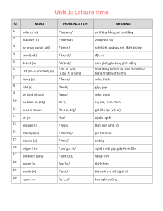 Leisure Time English Vocabulary: Words, Pronunciation & Meaning