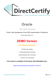 Oracle Talent Management Cloud 2025 Certified Implementation Professional