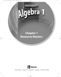 Glencoe Algebra 1 Chapter 1 Resource Masters: Study Guides & Practice