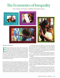 The Economics of Inequality: Value of Early Childhood Education