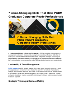 7 Game-Changing Skills for PGDM Graduates: Corporate Readiness