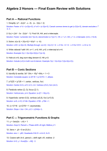 algebra2 honors final review with solutions