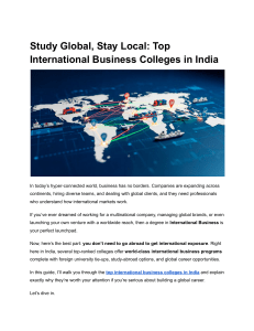 Top International Business Colleges in India: Study Global, Stay Local