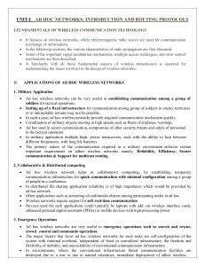 Ad Hoc Networks: Introduction, Routing & Wireless Communication