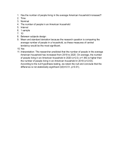 American Household Size Research: Statistical Analysis & T-Test