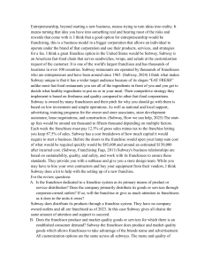 Entrepreneurship & Franchising: A Subway Business Model Analysis