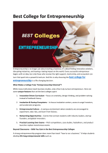 Best College for Entrepreneurship: Guide to Nurturing Innovation