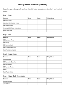 Weekly Workout Tracker: Log Dumbbell & Pool Exercises