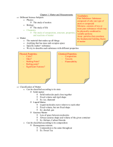 Chemistry Chapter 1: Matter, Properties, and Measurements