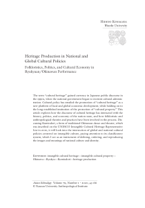 Heritage Production: Cultural Policy, Folkloristics & Okinawan Performance