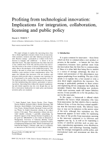 Profiting from Technological Innovation: Strategy & Public Policy
