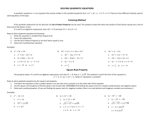 Guide to Solving Quadratic Equations