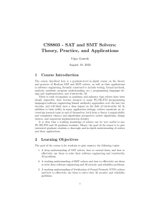CS8803: SAT & SMT Solvers - Theory, Practice, & Applications Course