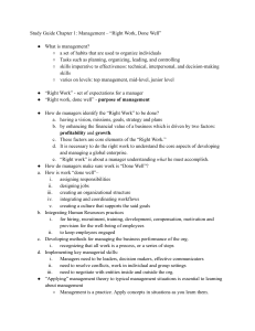 Management Study Guide: Right Work, Done Well - Chapter 1
