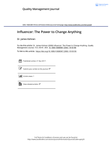 Influencer: The Power to Change Anything - Quality Management Journal Review