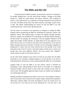 The Bible and My Life: Understanding Interpretation & Faith Growth