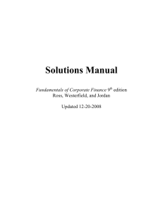 Solutions Manual: Corporate Finance 9th Edition