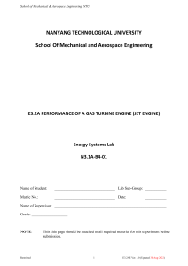 NTU Gas Turbine Engine Lab: Jet Engine Performance Experiment E3.2A