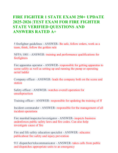Fire Fighter 1 State Exam 2025/2026–250+ Real Exam Questions & Verified Answers  