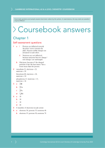 Cambridge AS & A Level Chemistry Coursebook Answers - Chapter 1