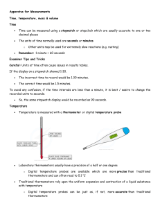Apparatus for Measurements: Time, Temperature, Mass, Volume & Titrations