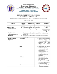 Earth and Life Science 11: Weathering Lesson Plan (DLP)