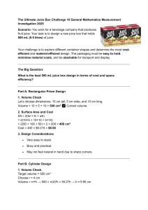 Juice Box Design Challenge: Math Measurement & Cost Efficiency
