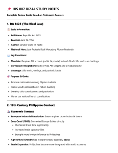 Rizal Study Notes: RA 1425 & 19th Century Philippine Context