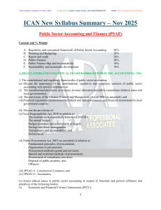 ICAN Public Sector Accounting & Finance Syllabus Summary Nov 2025