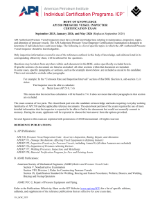 API 510 Pressure Vessel Inspector Certification Exam Body of Knowledge