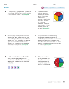 Probability Practice Problems: Make Predictions (Lesson 10-4)