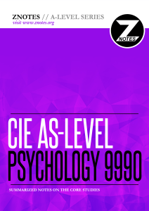 CIE AS-Level Psychology 9990: Summarized Notes on Core Studies