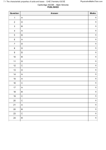CAIE IGCSE Chemistry: Acids & Bases Mark Scheme - Questions 1-28 Answers