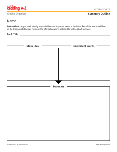 Summary Outline Graphic Organizer | Reading Comprehension Tool