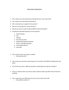 Interview Questions for Job Applicants - Beacon/Elkhart General Hospital