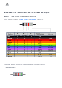 Exercices - code couleur des r&eacute;sistances