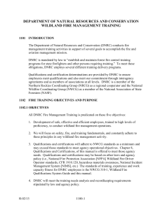 Wildland Fire Management Training: DNRC Objectives & Standards