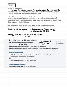 Accounts Receivable & Bad Debt Accounting: Review & Formulas