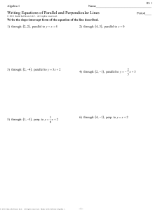 Algebra 1 Worksheet: Writing Equations of Parallel & Perpendicular Lines