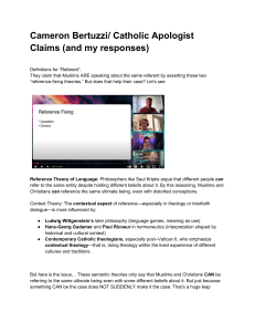 Critique of Catholic Apologist Claims on God's Referent