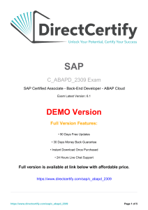 SAP C_ABAPD_2309 Exam Demo: ABAP Cloud Certification