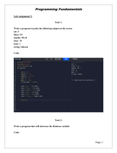 Programming Fundamentals Lab Assignment 3: C++ Basics & Logic