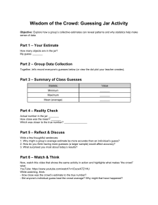 Wisdom of the Crowd: Guessing Jar Statistics Activity Worksheet