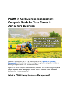 PGDM in Agribusiness Management: Career Guide for Agriculture Business