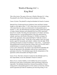 World of Boxing LLC v. King Legal Brief: Breach of Contract Case Analysis