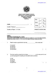 Henry Park Primary 4 English Exam Paper 2023 - End-of-Year