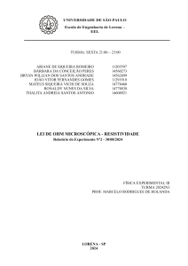 Relat&oacute;rio de Experimento: Lei de Ohm Microsc&oacute;pica - Resistividade