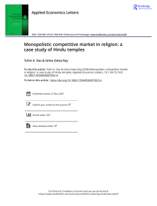 Monopolistic Competition in Religion: Hindu Temples Case Study