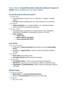 Crystal Structures, Bravais Lattices & Types of Solids Study Notes