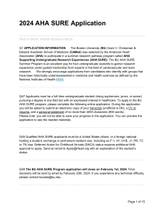 2024 AHA SURE Application: BU Undergraduate Research Program